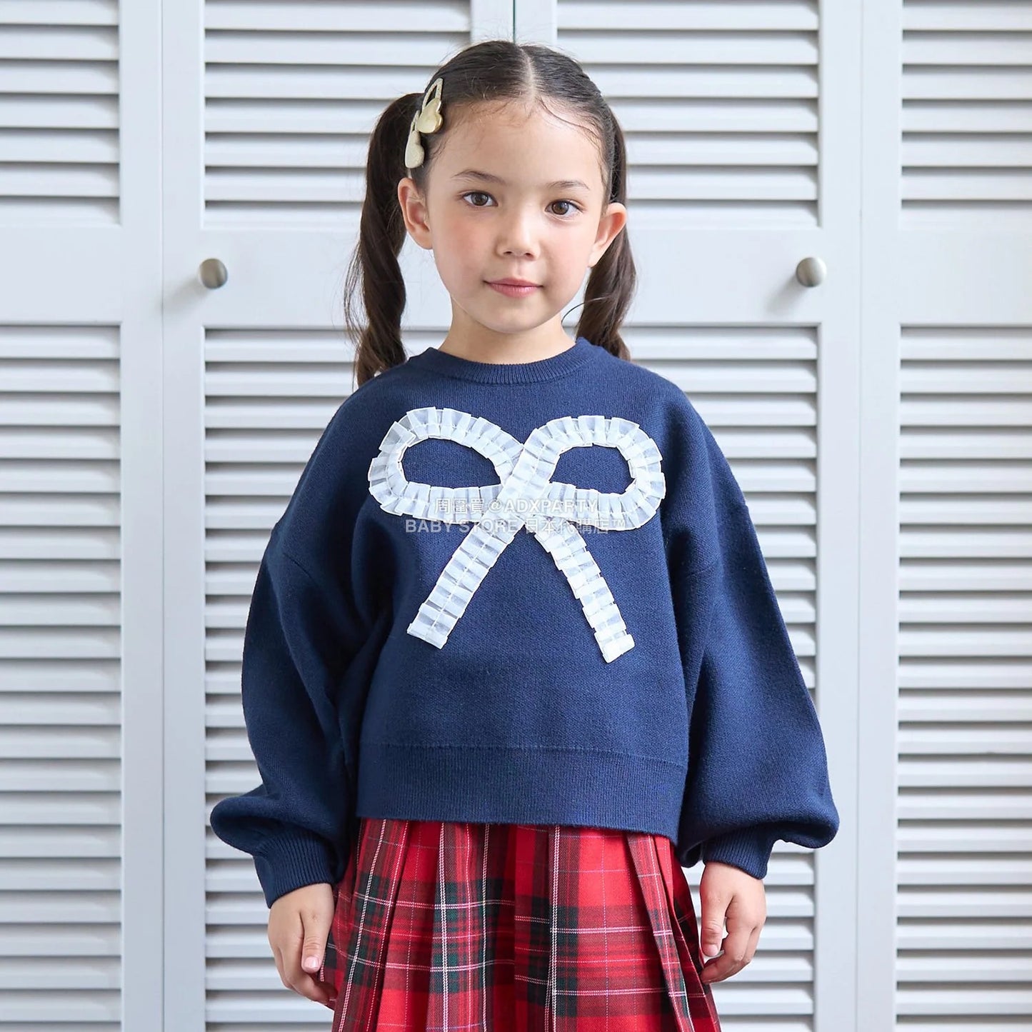 日本童裝 Ly# mine 心型與蝴蝶結針織毛衣 110-140cm 女童款 冬季 TOPS