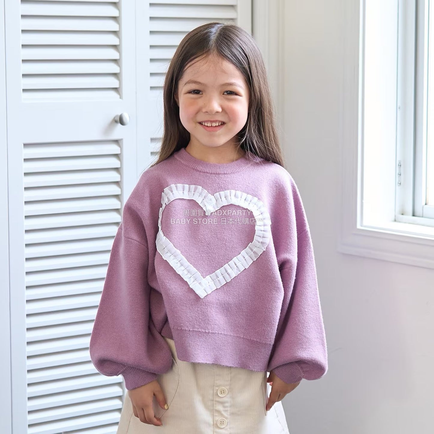 日本童裝 Ly# mine 心型與蝴蝶結針織毛衣 110-140cm 女童款 冬季 TOPS