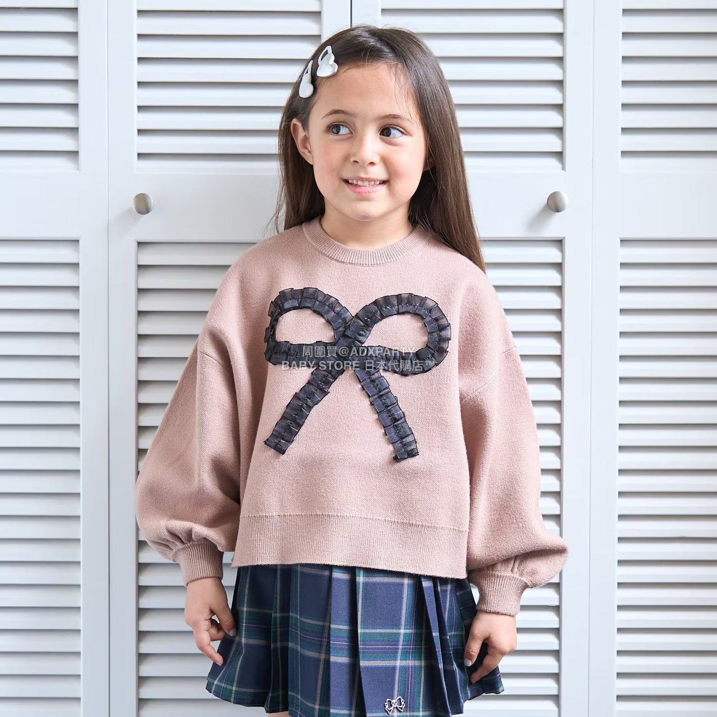 日本童裝 Ly# mine 心型與蝴蝶結針織毛衣 110-140cm 女童款 冬季 TOPS