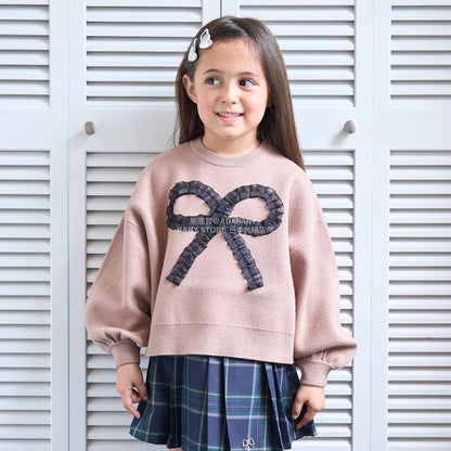 日本童裝 Ly# mine 心型與蝴蝶結針織毛衣 110-140cm 女童款 冬季 TOPS