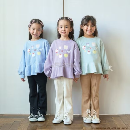 日本童裝 Ly# mine 薄抓毛蝴蝶結開衩喇叭褲 100-140cm 女童款 冬季 PANTS