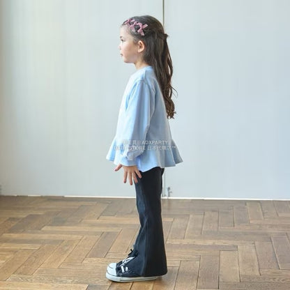 日本童裝 Ly# mine 薄抓毛蝴蝶結開衩喇叭褲 100-140cm 女童款 冬季 PANTS