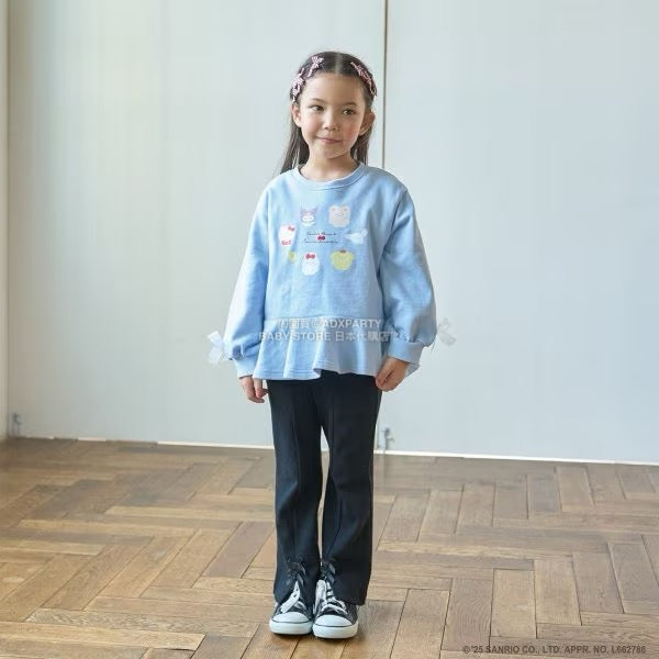 日本童裝 Ly# mine 薄抓毛蝴蝶結開衩喇叭褲 100-140cm 女童款 冬季 PANTS