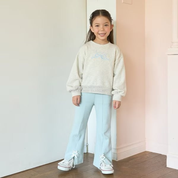 日本童裝 Ly# mine 薄抓毛蝴蝶結開衩喇叭褲 100-140cm 女童款 冬季 PANTS