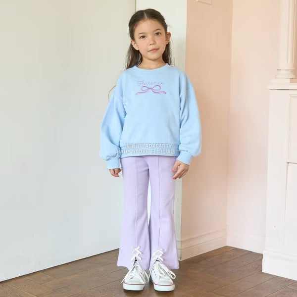 日本童裝 Ly# mine 薄抓毛蝴蝶結開衩喇叭褲 100-140cm 女童款 冬季 PANTS