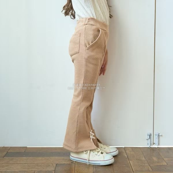 日本童裝 Ly# mine 薄抓毛蝴蝶結開衩喇叭褲 100-140cm 女童款 冬季 PANTS