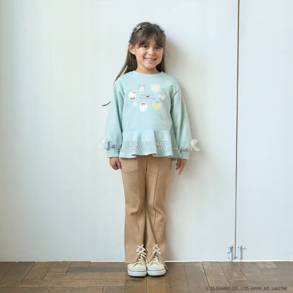 日本童裝 Ly# mine 薄抓毛蝴蝶結開衩喇叭褲 100-140cm 女童款 冬季 PANTS