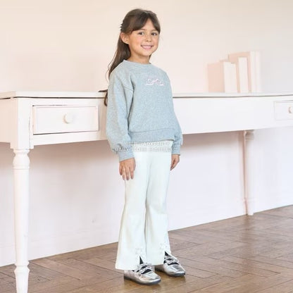 日本童裝 Ly# mine 薄抓毛蝴蝶結開衩喇叭褲 100-140cm 女童款 冬季 PANTS
