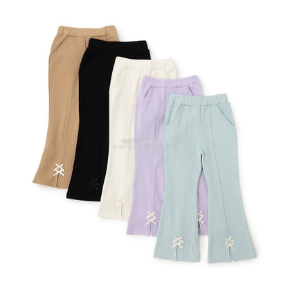日本童裝 Ly# mine 薄抓毛蝴蝶結開衩喇叭褲 100-140cm 女童款 冬季 PANTS