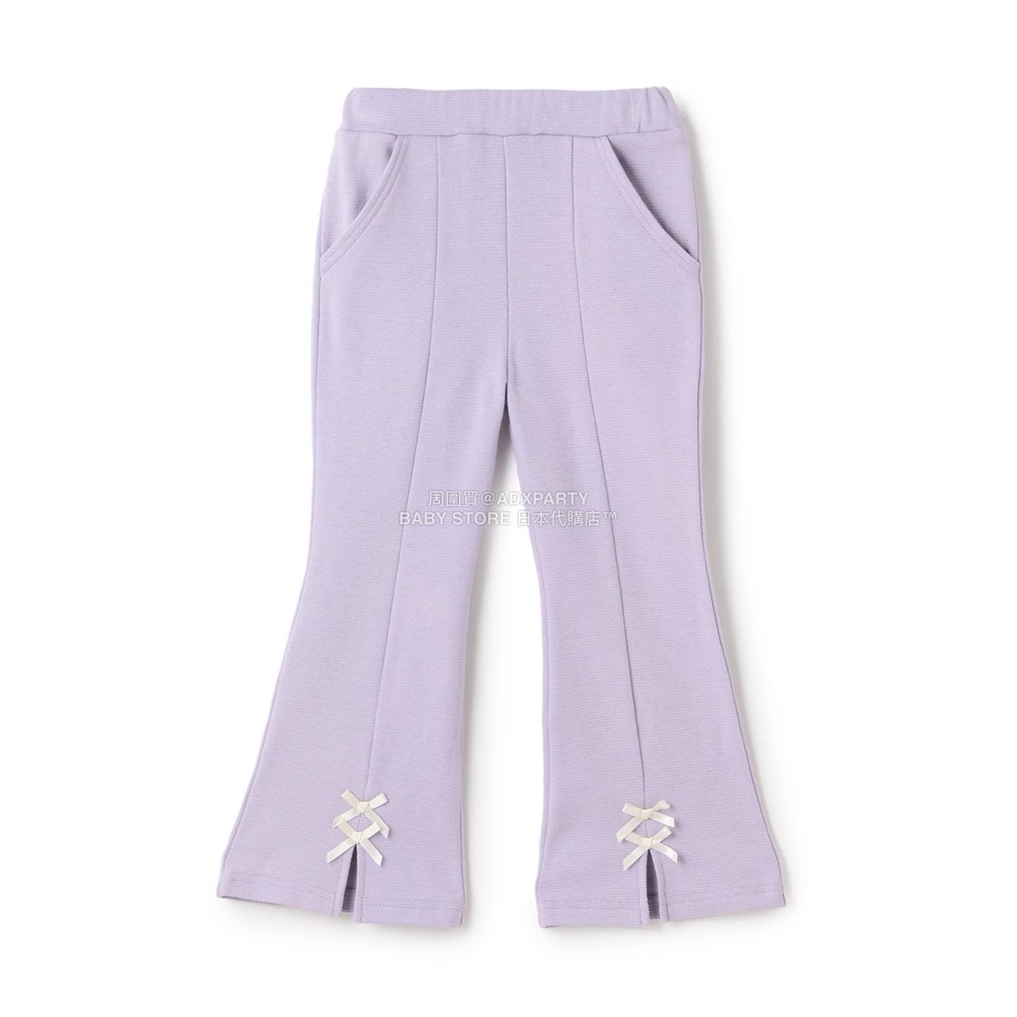 日本童裝 Ly# mine 薄抓毛蝴蝶結開衩喇叭褲 100-140cm 女童款 冬季 PANTS