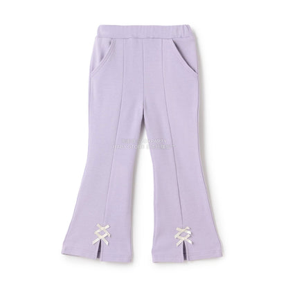 日本童裝 Ly# mine 薄抓毛蝴蝶結開衩喇叭褲 100-140cm 女童款 冬季 PANTS