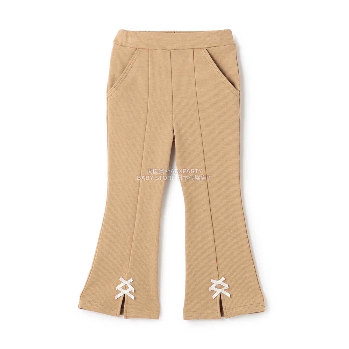 日本童裝 Ly# mine 薄抓毛蝴蝶結開衩喇叭褲 100-140cm 女童款 冬季 PANTS