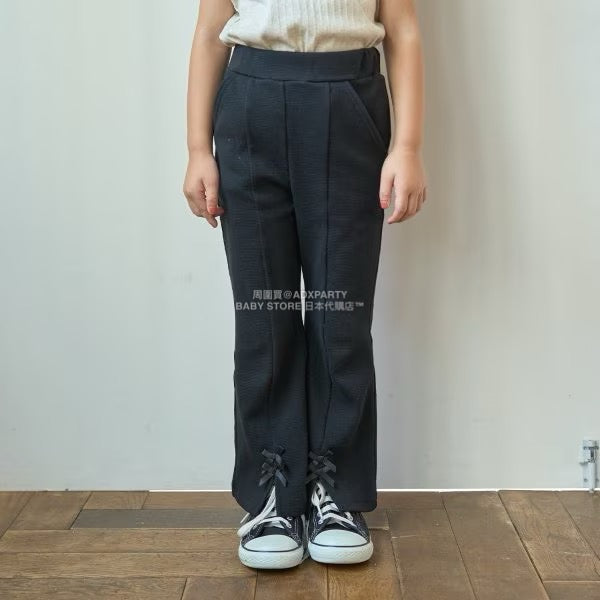 日本童裝 Ly# mine 薄抓毛蝴蝶結開衩喇叭褲 100-140cm 女童款 冬季 PANTS