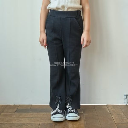 日本童裝 Ly# mine 薄抓毛蝴蝶結開衩喇叭褲 100-140cm 女童款 冬季 PANTS