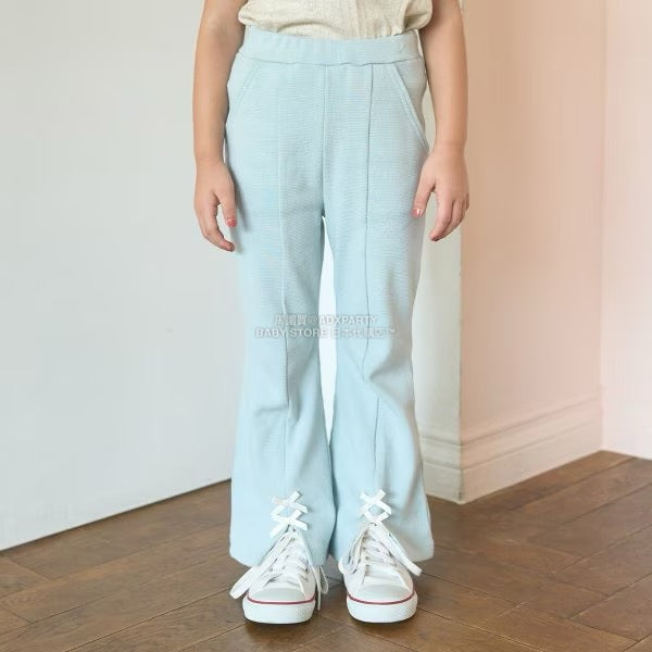 日本童裝 Ly# mine 薄抓毛蝴蝶結開衩喇叭褲 100-140cm 女童款 冬季 PANTS
