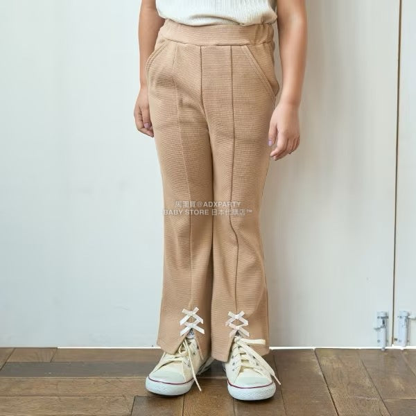 日本童裝 Ly# mine 薄抓毛蝴蝶結開衩喇叭褲 100-140cm 女童款 冬季 PANTS