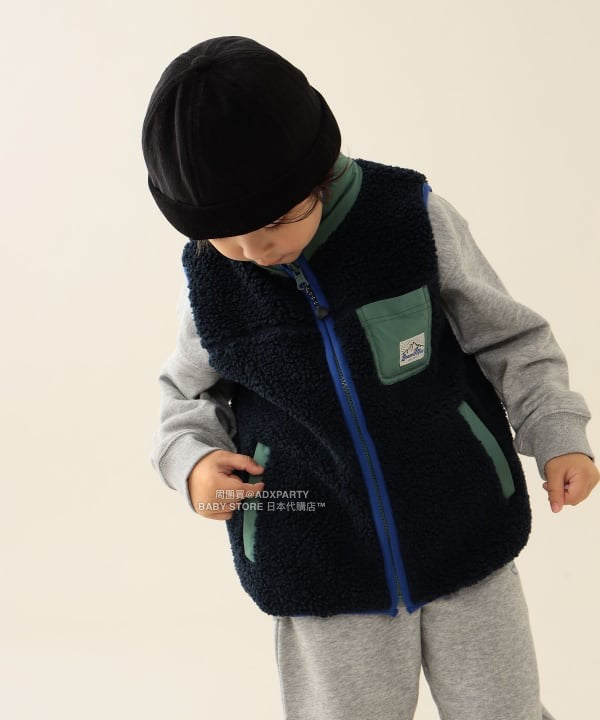 日本童裝 BEAMS mini 2Way 雙面兩著 山系抓毛背心外套 90-140cm 男童款/女童款 秋冬季 (適合初秋、香港平均溫度、寒冷天氣）OUTERWEAR 