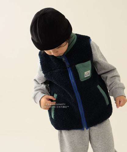 日本童裝 BEAMS mini 2Way 雙面兩著 山系抓毛背心外套 90-140cm 男童款/女童款 秋冬季 (適合初秋、香港平均溫度、寒冷天氣）OUTERWEAR 