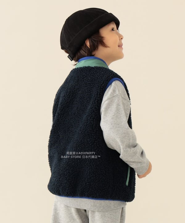 日本童裝 BEAMS mini 2Way 雙面兩著 山系抓毛背心外套 90-140cm 男童款/女童款 秋冬季 (適合初秋、香港平均溫度、寒冷天氣）OUTERWEAR 