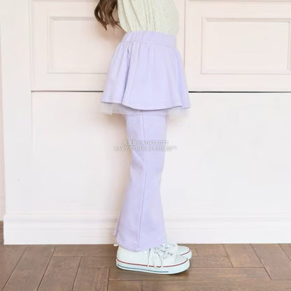 日本童裝 Ly# mine 拼紗喇叭裙連褲 100-140cm 女童款 冬季 SKIRTS PANTS