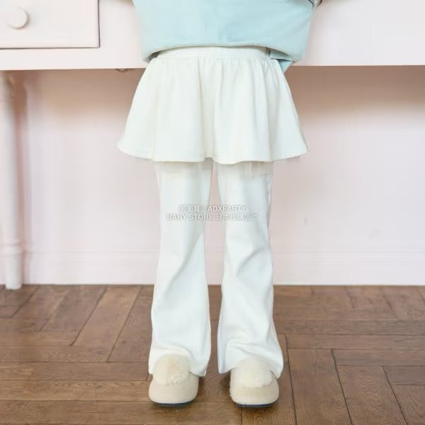 日本童裝 Ly# mine 拼紗喇叭裙連褲 100-140cm 女童款 冬季 SKIRTS PANTS