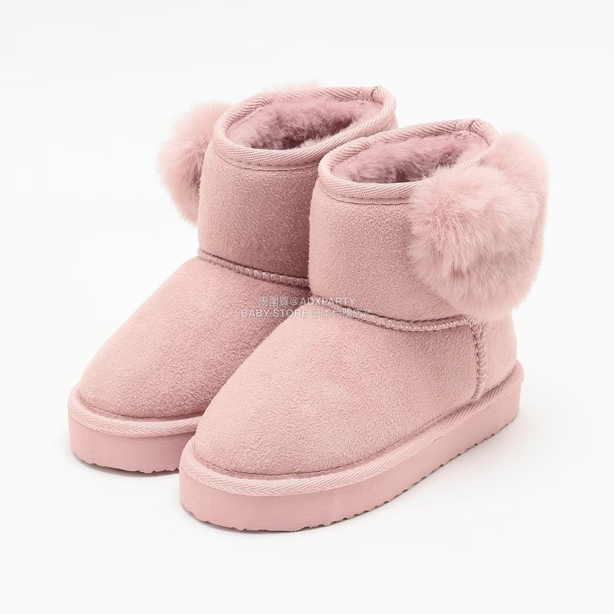 日本直送 Lycee mine 心形毛毛球雪靴 16-21cm 鞋系列 其他品牌