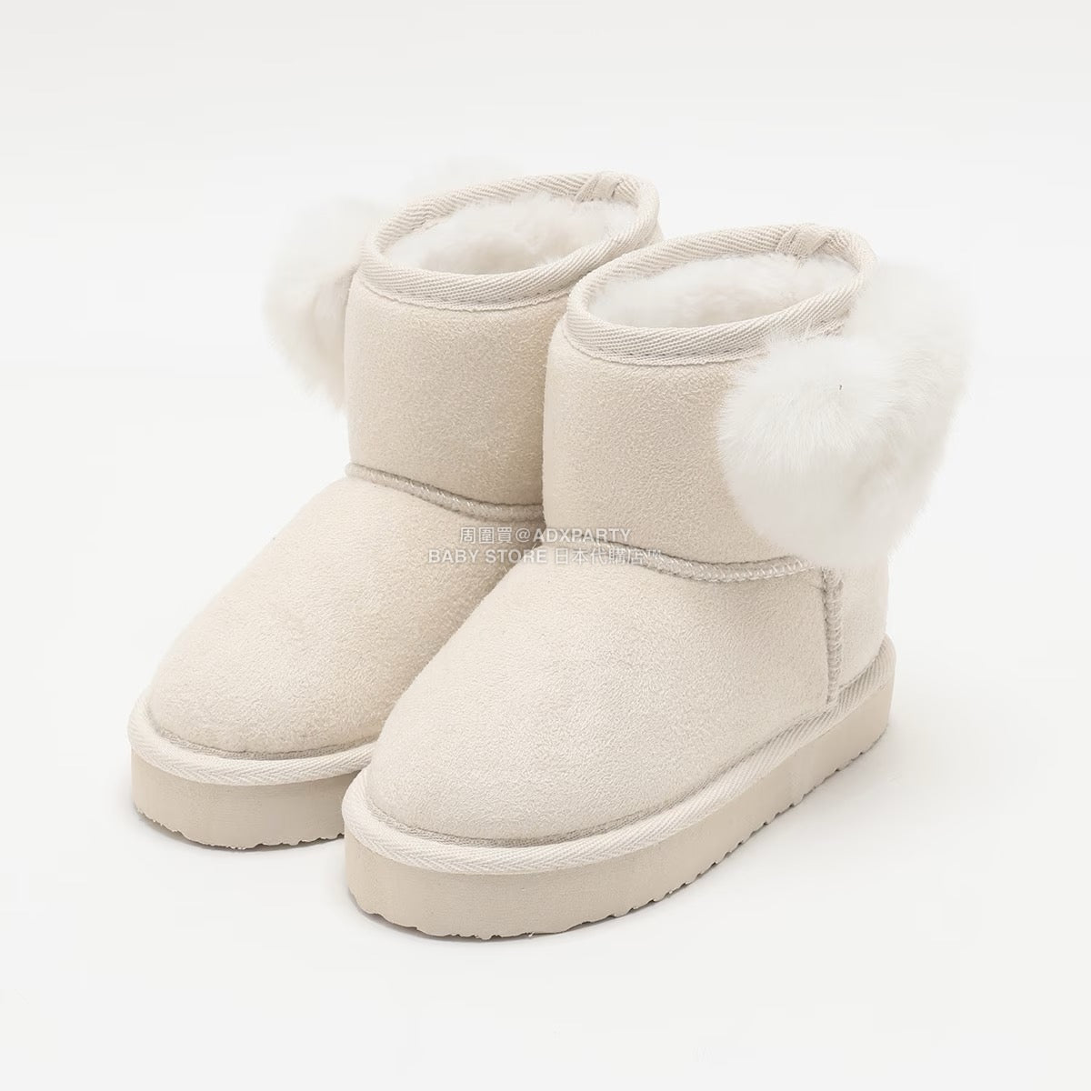 日本直送 Lycee mine 心形毛毛球雪靴 16-21cm 鞋系列 其他品牌