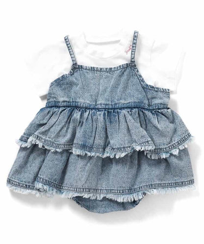 日本童裝 BREEZE 上衣及吊帶牛仔連衣 70-80cm 女童款 初生嬰兒 夏季 Tops Jumpsuit