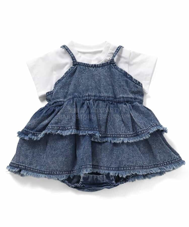 日本童裝 BREEZE 上衣及吊帶牛仔連衣 70-80cm 女童款 初生嬰兒 夏季 Tops Jumpsuit