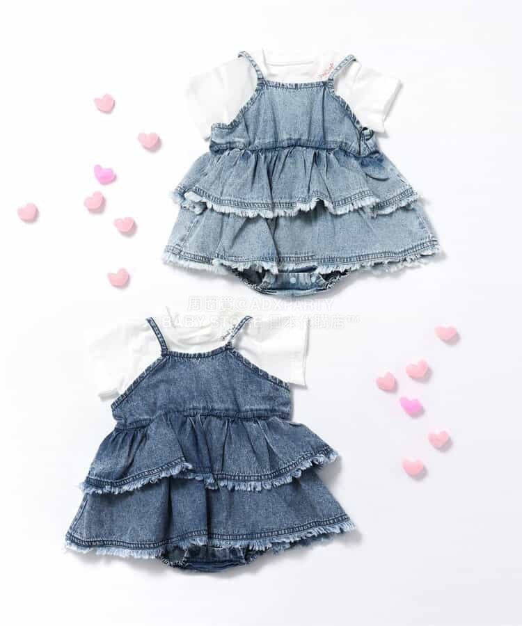 日本童裝 BREEZE 上衣及吊帶牛仔連衣 70-80cm 女童款 初生嬰兒 夏季 Tops Jumpsuit