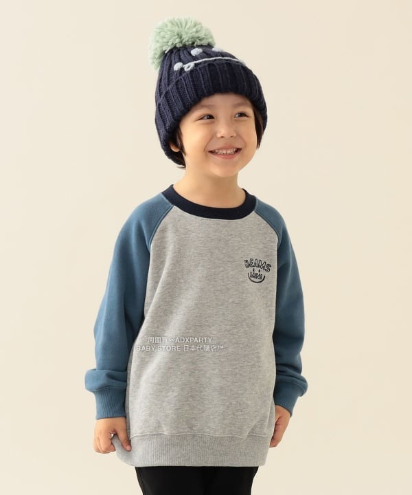 日本童裝 BEAMS mini 插肩微笑logo衛衣 90-140cm 男童款/女童款 秋冬季 TOPS