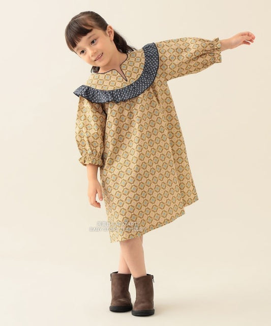 日本童裝 BEAMS mini 荷葉邊連身裙 90-140cm 女童款 秋冬季 DRESSES
