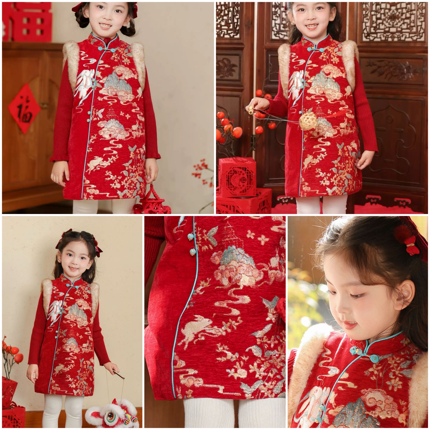 新年童裝 古院秀雅兩件套裝 100-150cm 女童款 新年中式華服唐裝 新春馬年 2026年 AAA