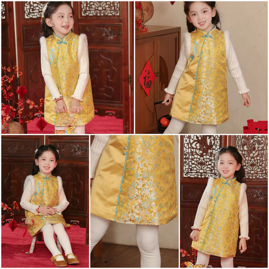 新年童裝 金桂旗袍 100-150cm 女童款 新年中式華服唐裝 新春馬年 2026年