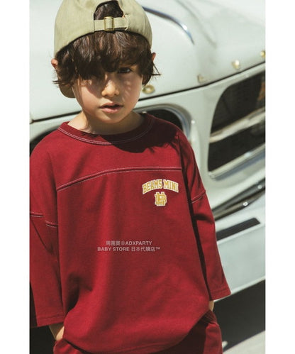 日本童裝 BEAMS mini 藍球風上衣短褲兩件套裝 90-150cm 男童款/女童款 秋冬季 TOPS 聖誕紅/新年紅