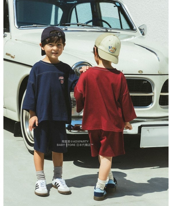 日本童裝 BEAMS mini 藍球風上衣短褲兩件套裝 90-150cm 男童款/女童款 秋冬季 TOPS 聖誕紅/新年紅