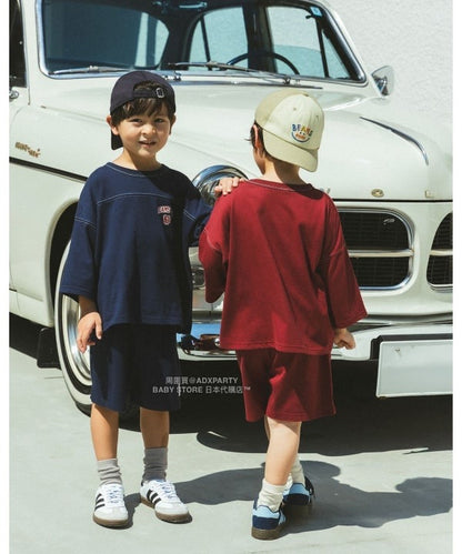 日本童裝 BEAMS mini 藍球風上衣短褲兩件套裝 90-150cm 男童款/女童款 秋冬季 TOPS 聖誕紅/新年紅