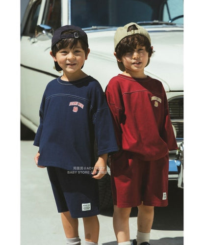 日本童裝 BEAMS mini 藍球風上衣短褲兩件套裝 90-150cm 男童款/女童款 秋冬季 TOPS 聖誕紅/新年紅