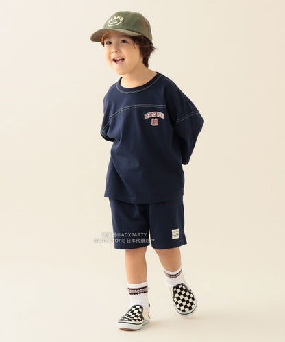 日本童裝 BEAMS mini 藍球風上衣短褲兩件套裝 90-150cm 男童款/女童款 秋冬季 TOPS 聖誕紅/新年紅