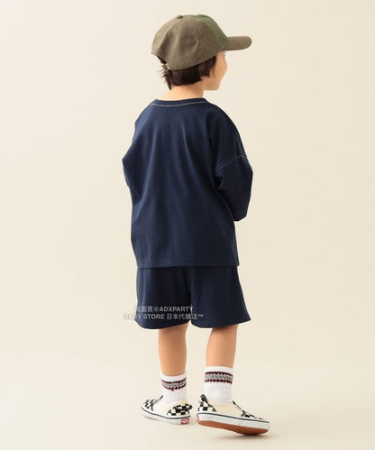 日本童裝 BEAMS mini 藍球風上衣短褲兩件套裝 90-150cm 男童款/女童款 秋冬季 TOPS 聖誕紅/新年紅