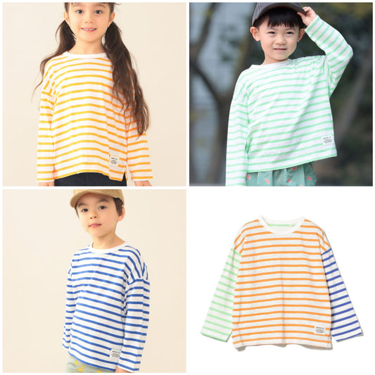 日本童裝 BE#AMS mini 條紋長袖上衣 90-140cm 男童款/女童款 夏季 TOPS