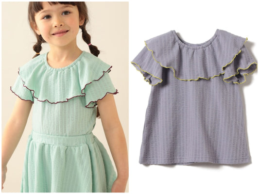 日本童裝 BE#AMS mini 花邊領上衣 90-140cm 女童款 夏季 TOPS