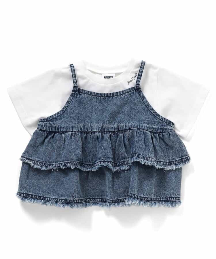 日本童裝 BREEZE 上衣及吊帶牛仔套裝 80-140cm 女童款 夏季 TOPS