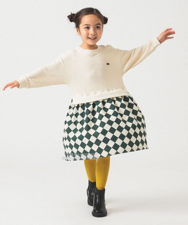 日本童裝 B:MING by BEAMS 【別注版】FRUIT OF THE LOOM 拼接連身裙 100-130cm 女童款 秋冬季 DRESSES