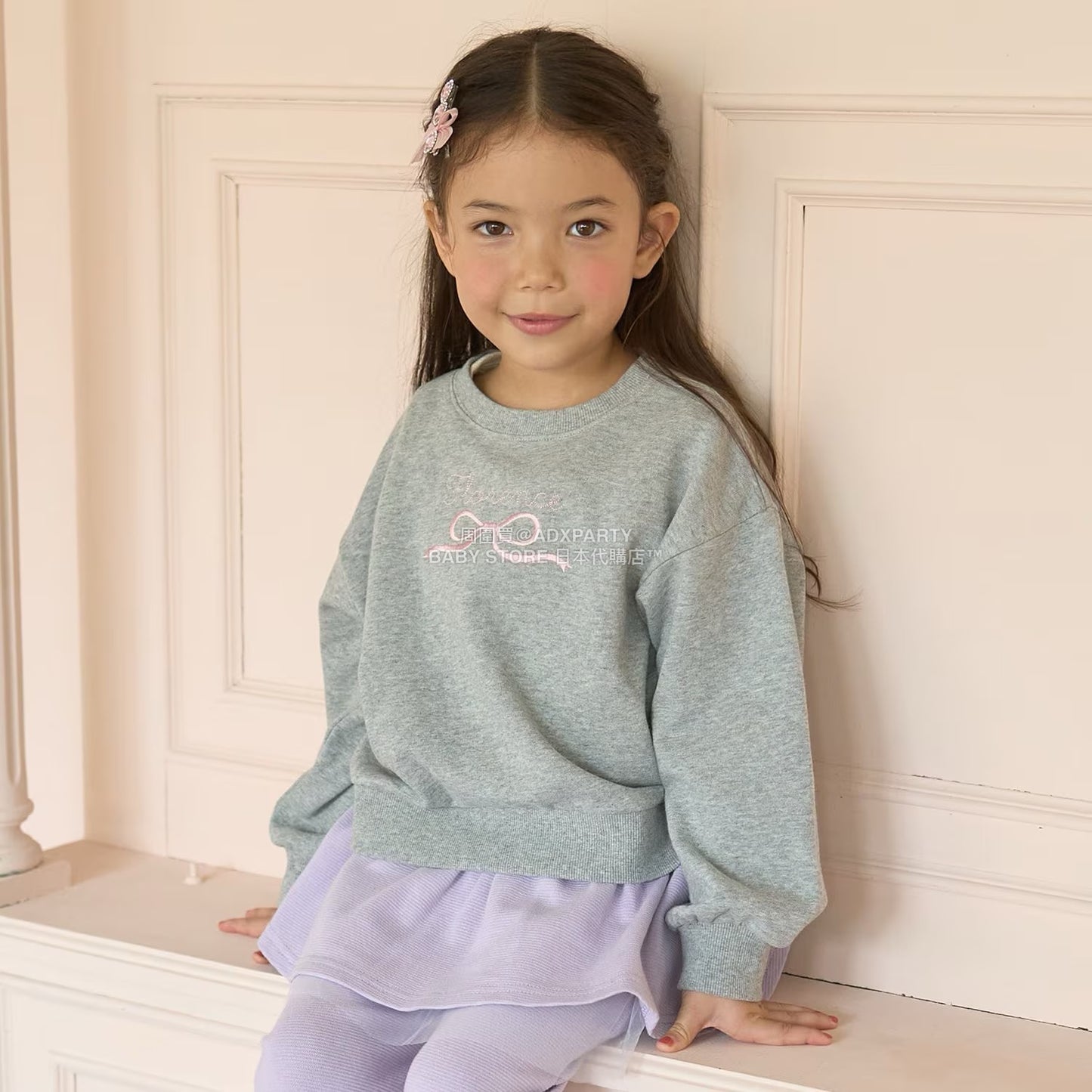 日本童裝 Ly# mine 蝴蝶結刺繡衛衣 100-150cm 女童款 秋季 TOPS