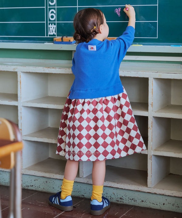 日本童裝 B:MING by BEAMS 【別注版】FRUIT OF THE LOOM 拼接連身裙 100-130cm 女童款 秋冬季 DRESSES