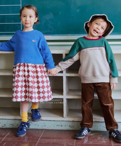 日本童裝 B:MING by BEAMS 【別注版】FRUIT OF THE LOOM 拼接連身裙 100-130cm 女童款 秋冬季 DRESSES