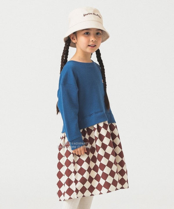 日本童裝 B:MING by BEAMS 【別注版】FRUIT OF THE LOOM 拼接連身裙 100-130cm 女童款 秋冬季 DRESSES