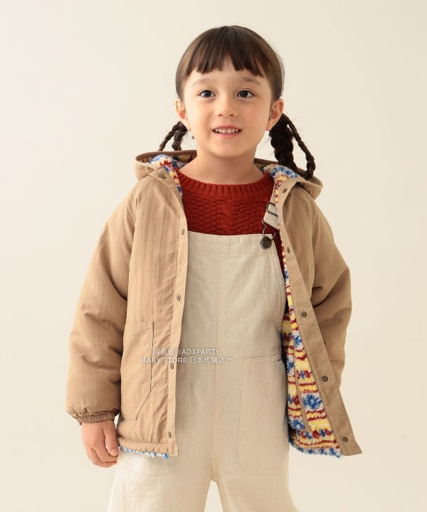 日本童裝 BEAMS mini 2Way 雙面兩著 全花紋毛絨連帽外套 90-140cm 男童款/女童款 秋冬季  (適合初秋、香港平均溫度、寒冷天氣）OUTERWEAR 