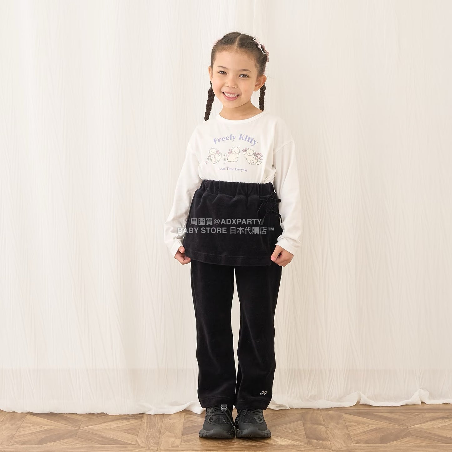 日本童裝 Ly# mine 天鵝絨喇叭褲連裙 100-150cm 女童款 秋季 SKIRTS PANTS